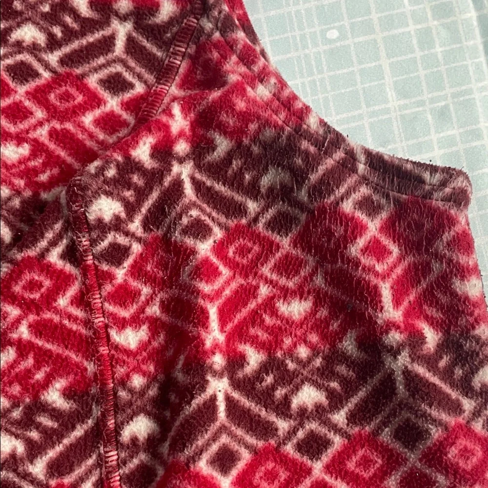 CJ Banks Red and White Geometric Vest